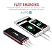 16000 mAh Portable Charger EC Technology External Battery 3 USB Ports Power Bank High Capacity External Battery Pack with AUTO IC for iPhone, iPad, Samsung Galaxy and other Smartphones - Black & Red