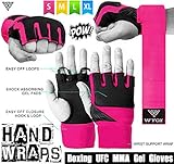 Wyox Ladies Training Boxing Inner Gloves gel Hand Wraps MMA Fist Protector Bandages - Pink