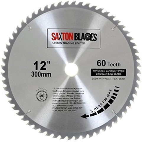 Saxton TCT Circular Wood Saw Blade 300mm x 30mm x 60T for Bosch Makita etc Fits 305mm Saws, Silver with black teeth