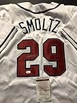 Autographed/Signed John Smoltz Atlanta Braves White Baseball Jersey JSA COA