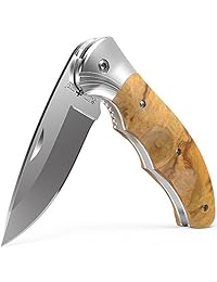 Para Hombre   Cuchillo de bolsillo plegable con mango de madera  Grand Way 6651