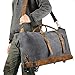 Kattee Luggage Rolling Duffel Bag Leather Trim Canvas Wheeled Carry-on Travel Bag 50L (Dark Gray)
