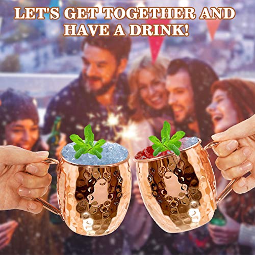 BABAN Moscow Mule Kupferbecher: Umfasst 2 x Becher 500ML, 2 x Untersetzer, 2 x Strohhalme, 1 x Shotglas 60ML in… – Bild 6