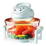 Hometech HT-A11 12 Quart 1200W Halogen Infrared Tabletop Convection Countertop Cooking Toaster Oven with 5 Quart Extender Ring(to 17 Quart),Lid Holder, Frying Pan, Tongs, Dual Rack,White