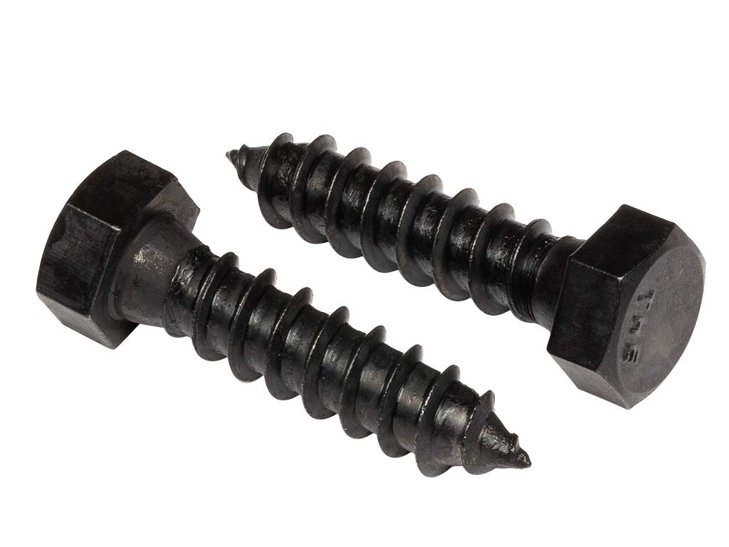 Stainless Steel Black Lag Bolts 3/8" x 1" Hex Lag Screws (10 pcs) 18-8 Stainless Black Oxidized in USA