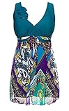 MiYang Women's Plus Size Printing Padded High Waist Swimdress