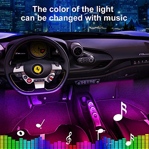 Interior Car Led Strip Lights - APP Controller Lighting Kits Multi-color Music Car Strip Light with Sound Active Function and Remote Controller - Thumbnail 2