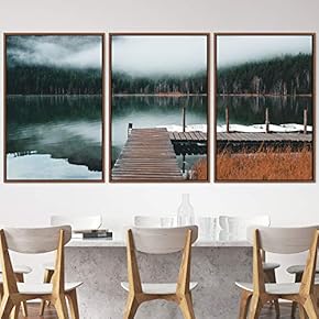 signwin 3 Piece Framed Canvas Wall Art Lake...