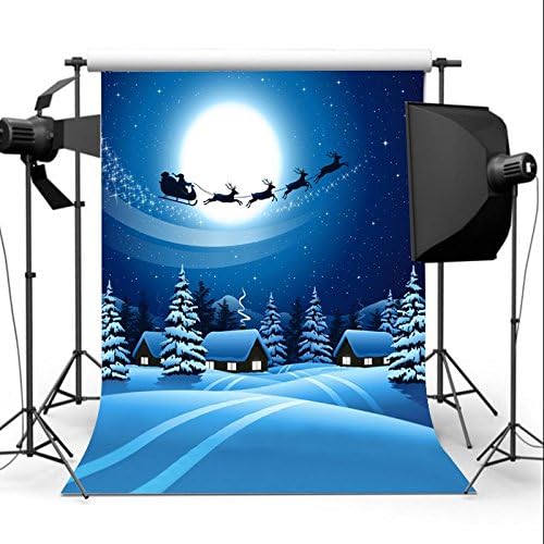 By LussoLiv 7X5FT Christmas Deer Sled Snow Studio Backdrop Photography Prop Photo Background