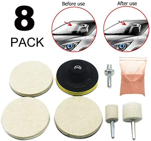 JUST N1 8Pcs Glass Polishing Scratch Removal Kit for Car SUV Windshield Front Rear Window Cerium Oxide Mirror Watch Headlight