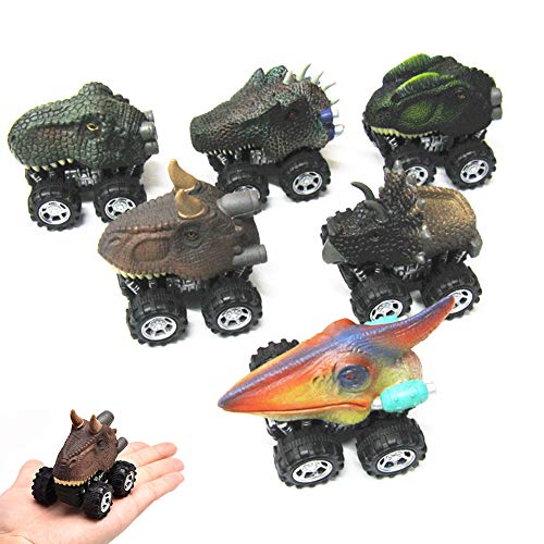 MXXGMYJ Dinosaur Pull Back Car Toys - Dino Trucks Toys 1+ Year Old Boys Girls Dinosaur Party Supplies Favors Kids 6 Pack