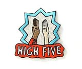 High Five Embroidered Sew or Iron-on Backing Patch
