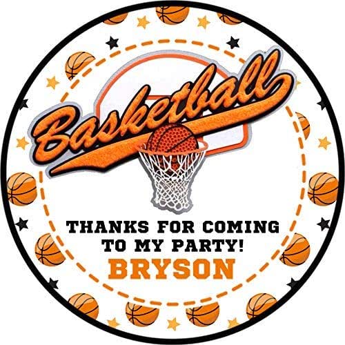 Basketball Birthday Party Favor Tags or Label Stickers