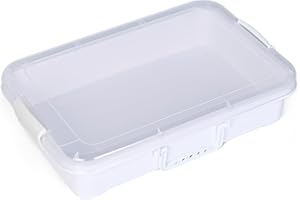 Madzee Plastic Activity Tray with lid for Slime, Beads, Sand and Sensory Toys – 15 Inches (White)