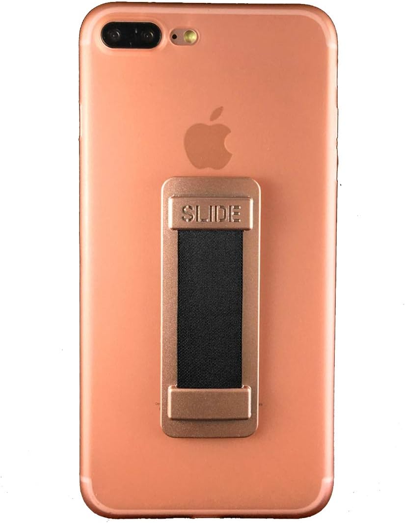 SLIDE Cell Phone Grip | The Perfect Ultra Slim Finger Strap Grip for Phone & Tablets, Universal Compatability (Rose Gold)