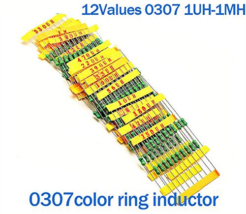 12valuesX10pcs=120pcs 0307 1/4W 0.25W Inductor 1uH-1MH Component Sample Assorted kit New and