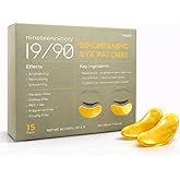 19/90 Under Eye Patches for Dark Circles & Puffiness – Hydrogel Eye Masks with Caffeine, Niacinamide & Collagen – Helps Reduce the Look of Bags & Fine Lines, Gold, (15 Pairs)