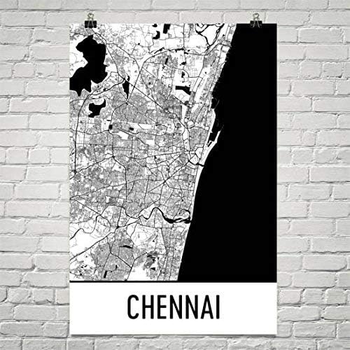 Chennai Map, Chennai Art, Chennai Print, Chennai India