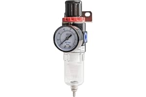 AIRTACDINGJU Compressed Air Filter Regulator Combo Piggyback 1/4’’ NPT Airtac AFR2000-2T 0-140 PSI Adjustable,Bracket,Gauge Semi-auto Drain