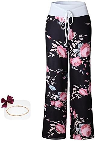Women's High Waist Floral Print Loose Casual Pants Leggings