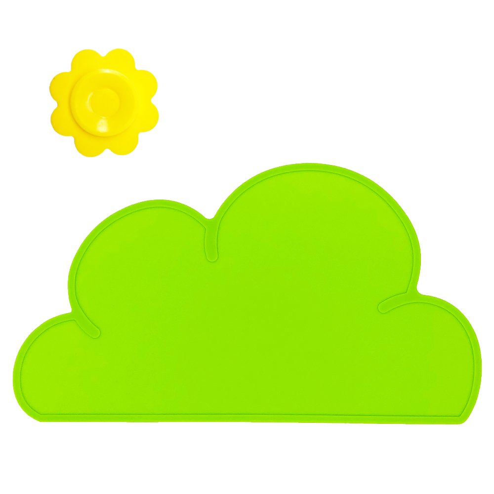 BITEYI Silicone Cloud Placemat Bowl pad Slip & Heat Resistant Waterproof Table Mat Dish Meal Mat (green)