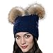URSFUR Unisex Autumn Knit Wool Beanie Hat Women Winter Hat with Ball Pom Pom