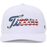Performance Golf Hat &ndash; Patriotic US Flag Edition &ndash; Premium Laser-Vented Snapback with 3D Rubber Patch &amp; Moisture-Wicking Fabric White