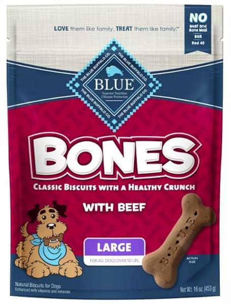 BLUE BUFFALO CLASSIC BONE BISCUITS WITH BEEF LARGE 16 OZ