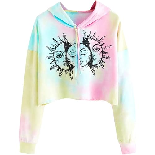 Cropped Hoodies for Teen Girls, Corriee Women Casual Long Sleeve Sweatshirts Pullover Fall Hooded Outwear
