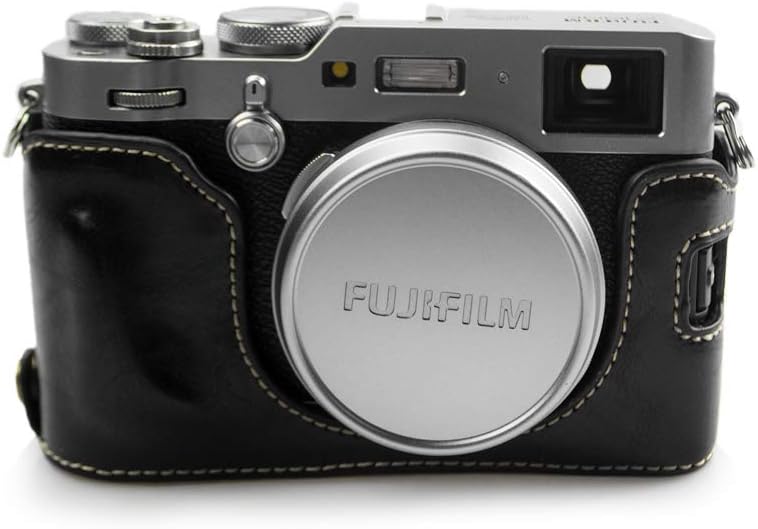 kinokoo Camera Leather Half Case Bottom Case for Fujifilm X100F PU Leather Bottom Open-able (Black)