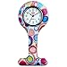 Women's Nurses Watch 10Pcs Pin-on Brooch Infection Control Hygienic Unisex Nurses Lapel Watch Silicone Designs
