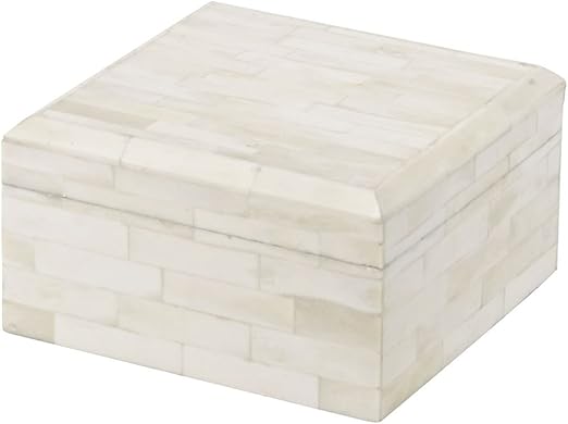 Artisanti Hurlingham Caja Cuadrada Decorativa en Hueso: Amazon.es: Hogar