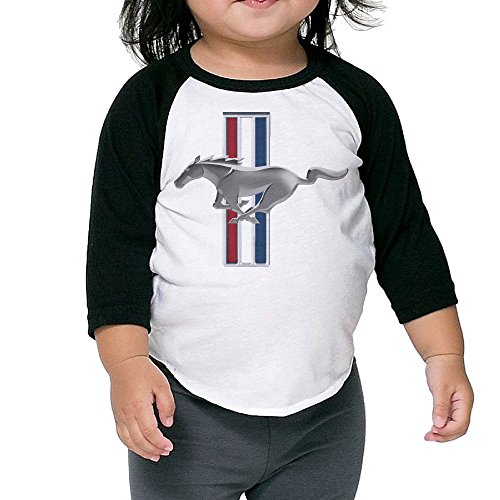 Run Horse Mustang Children 3/4 Sleeve Raglan Baseball Tee Shirt 2-6 Toddler
