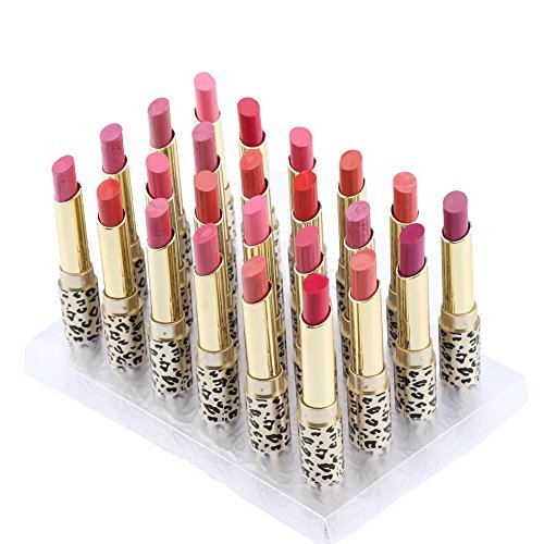 Anself 12 Colors 24pcs Leopard Print Lipsticks Moisturizing Lip Balms Set Waterproof Long Lasting