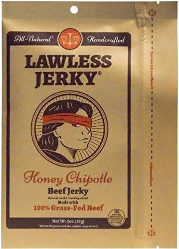 Lawless Craft Jerky Honey Chipotle Beef Jerky 2 Ounce Pouch, (Pack of 4)