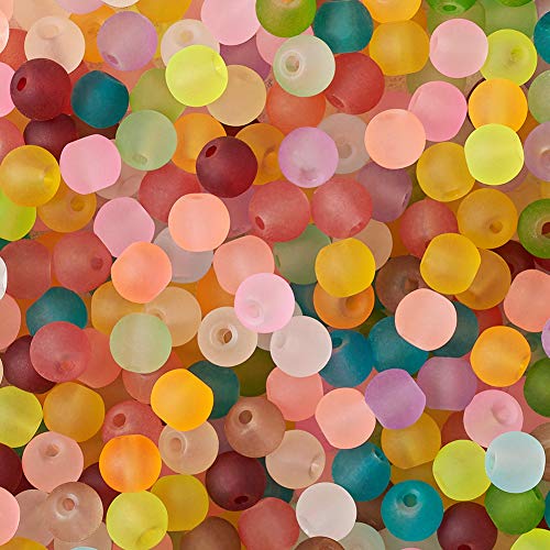 Craftdady 500PCS 6mm Assorted Mixed Round Transparent Frosted Crystal Glass Beads Loose Beads for Jewelry Making