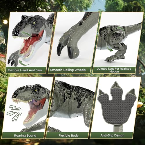 Remote Control Dinosaur Toy with Spraying, Roaring and Walking | Roaring and Walking, T-Rex Dinosaur Toys Gift for Kids 3 4 5 6 7 8 9 10 (Grey, 54CM)