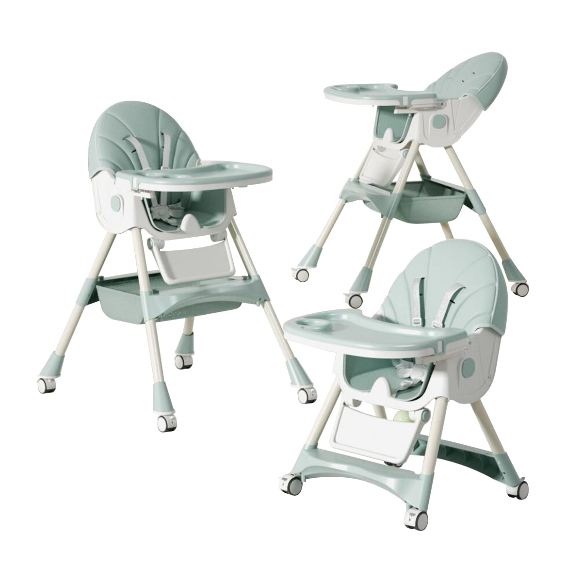 ZOOBLY ベビーチェア ハイローチェア 折りたたみ 取り外し可能なキャスター 足置き 二段テーブル付き 五点式安全ベルト 高さ調節 離乳食 お食事椅子 テーブルチェア 赤ちゃん用 キッズチェア 子供イス 多機能 組立簡単 出産祝い ６か月~４歳商品画像