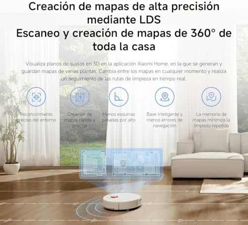 Aspirador Robótico H40, 10000Pa, navegação LDS, mapeamento inteligente, escova anti-emaranhados, esvaziamento automático, autonomia até 180 min, compatível com casa e controlo por voz.