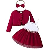 Twosya Baby Girls' Dress & Cardigan 2 Piece Fall Outfits Long Sleeve Bolero Shrug and Tulle Dresses Set