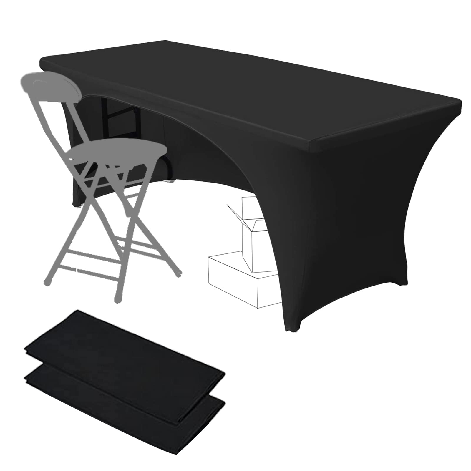 Dololoo Stretchable Tablecloths 6ft 2 Pack for Rectangle Tables with Open Back, Fitted Spandex Rectangular Patio Table Covers, Wedding, Party, Kitchen, Beauty Event Decoration — image 1