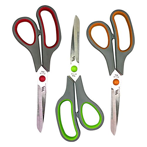 W.A. Portman Scissors Multi Pack - 6 Pairs All-Purpose Adult & Kid Sharp Scissors for Office, School, Craft, Kitchen, Fabric, Right & Left Handed Scissors (3 Colors, 8-inch)