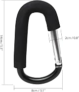 igadgitz Home U7096 Large Buggy Clips Pram Hooks Stroller Carabiner Black - 2pcs view 2
