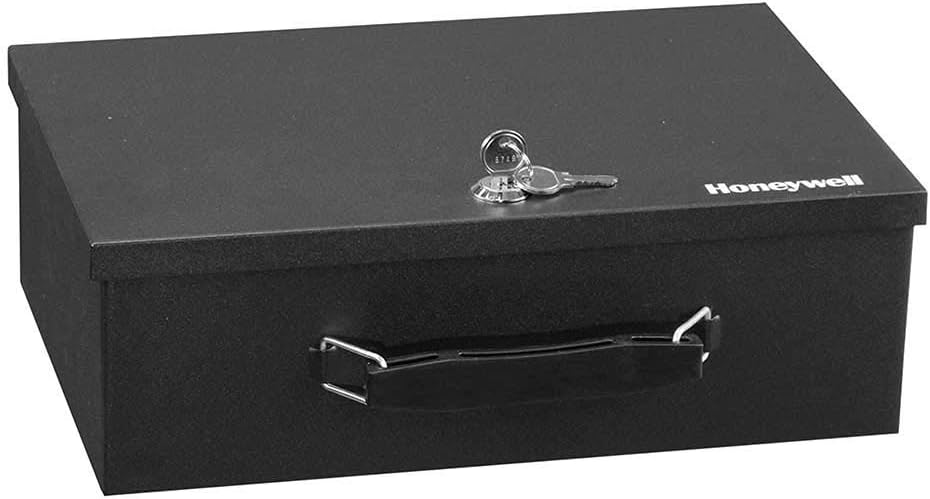 Honeywell Safes & Door Locks - 6104 Fire Resistant Steel Security Safe Box with Key Lock, 0.17-Cubic Feet, Black - Security Lock Boxes - 