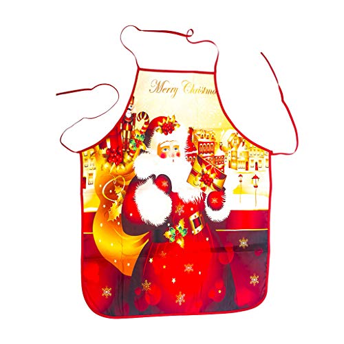 Monoche Christmas Personality Apron Perfect for Bar Kitchen Cooking Baking Crafting Restaurant Xmas Decoration (D)