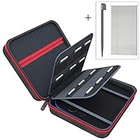 6amLifestyle Carrying Case Compatible for Nintendo 2DS Cover Bags with 18 Game Card & Stylus Storage Holders, Black