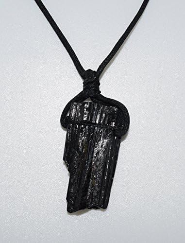 Fast Shipping! My Hippie Closet Natural Raw Black Tourmaline Cord Necklace Blocks Negative Energy Stone with Hemp Carrying Pouch Included