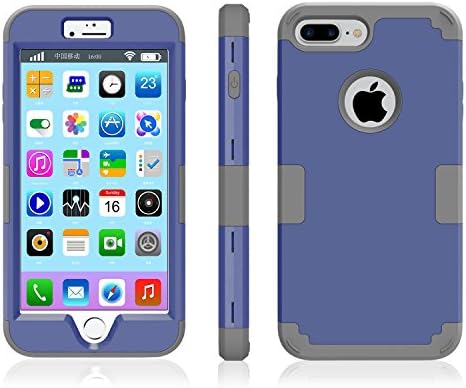 iPhone 7 Plus Case, Speedup Hybrid Heavy Duty Shockproof Full-Body Protective Cover Case 3-Piece High Impact Hybrid Defender Case for Apple iPhone 7 Plus (2016 Released) (Navy Blue + Dark Grey)