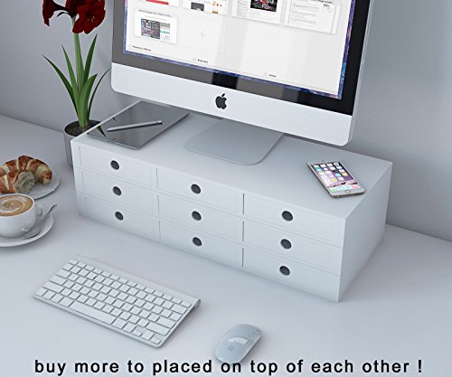 Wallniture Flat Panel Monitor Riser Stand Space Saving Workstation