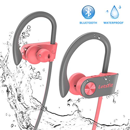 Bluetooth Headphones, Letsfit Wireless Headphones, IPX7 Waterproof Sports Earphones Gym Running, HD Stereo Headset w/Mic, 8 Hours Battery Noise Cancelling Bluetooth Earbuds